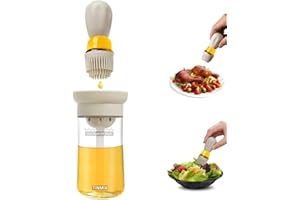 TINMIX Ölspenderflasche mit Grillbürste – Ölaufbewahrung und Spenderbehälter und Silikon-Backpinsel für Küche, Grillen, Backen und Kochen (OB21S-Grau), T-OB21S