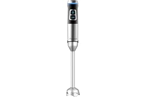 My Wave - Batidora de Mano Saona - Para Líquidos y Sólidos - Potencia de 1500W - Pie XXL de 22 cm - Control de Velocidad y Luz LED - Cuchillas de Acero Inoxidable Aptas para Lavavajillas