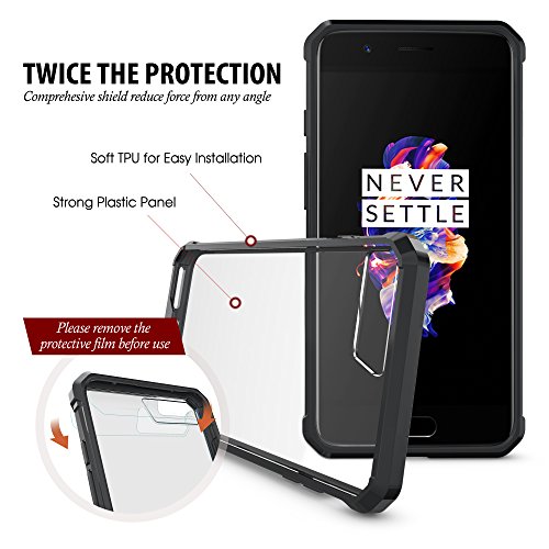Funda Oneplus 5 Negro  JGOO Glazed Clarity Funda Ultra Delgado Acr  lico Espalda Duro y Flexible TPU Suave Gel Parachoques H  bridos Minimalista Carcasa de Protecci  n para Oneplus 5
