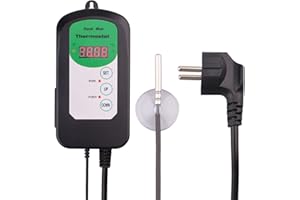 DERNORD Thermostat numérique pour tapis de chauffage - Thermostat pour plantes - Pour germination des graines, reptiles et brassages de 68 ℉-108 ℉