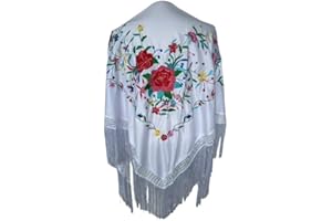 LA SENORITA La Señorita Manton spagnolo – Fazzoletto – Panna bianco con fiori – Taglia L