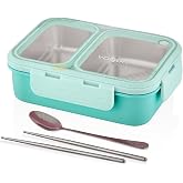 Vagonlife Bento 700ml Lunchbox Tek Katlı 2 B&ouml;lmeli &Ccedil;elik Sefer Tası Yemek Kutusu (Turkuaz)