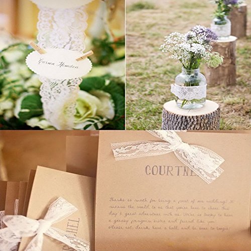 Racksoy Retro-Stil 6″ x 25 Yard (15cm x 22M) Lace Spitzen-Rolle Tüllnetz Tischläufer für Stuhl-Schärpe, Hochzeitsdekoration (Beige/Cremig) - 5