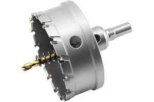Aohhy 80mm Broca Cortadora de Agujeros de Metal, Cortador Orificio con Punta de T.C.T Carburo de Tungsteno para Chapa de Acero Inoxidable, Metal, Aleación, Hierro, Madera