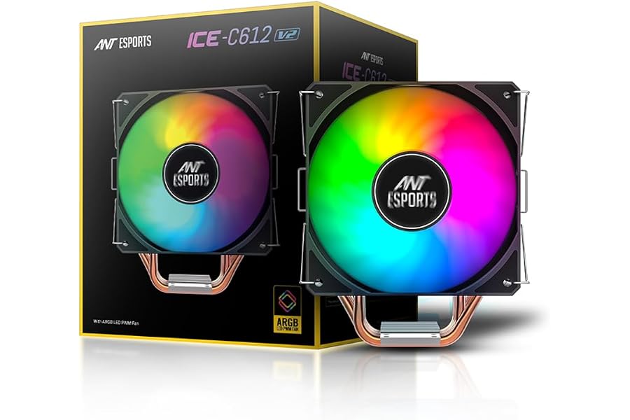 Amazon listing image: Ant Esports ICE-C612 V2 ARGB CPU Cooler