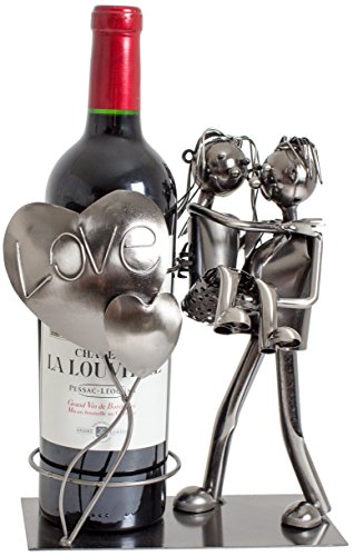 BRUBAKER Flaschenhalter Liebespaar Metall Skulptur Geschenk mit Geschenkkarte - 2
