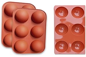 ZUEYEN Molde semiesférico de silicona para caramelos y chocolate con 6 cavidades, 3 paquetes de moldes para hacer chocolate, pasteles, gelatina, mousse