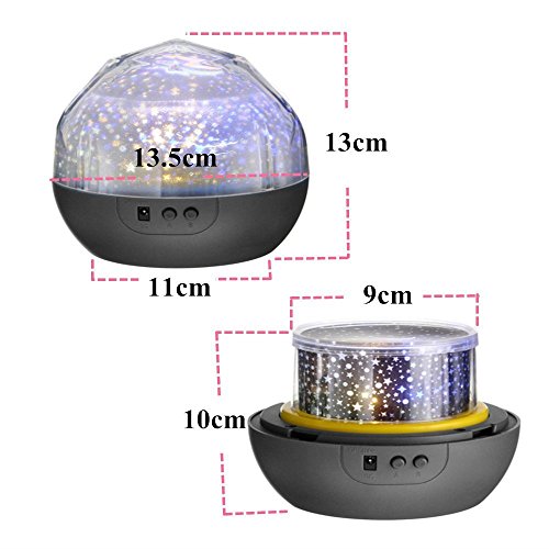 SOLMORE LED Sternenhimmel Projektor Sternenlicht Nachtlicht Sterne Star Diamanten Licht Romantische Nacht Lampe Beleuchtung 3 Austauschbare Film (Stern himmel ,Happy Birthday ,Sea World) USB/Batteriebetrieben für Kinder Baby Weihnachten Geburtstag Geschenk Zimmer Deko schwarz - 6