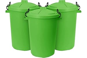 TENLITE (Set of 3) Large 50L Bin/Storage Bin With lid For Homes Gardens Animal Feed (Lime Green)