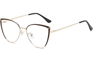 LJCZKA Occhiali Luce Blu Occhi di Gatto Donna Occhiali Filtro Luce Blu Cat Eye Metallo Anti Affaticamento per Computer Gioco Lettura