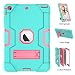 Produktbild iPad Mini Case, iPad Mini 2 Case, iPad Mini 3, uzer (Heavy Duty stoßfest Anti-Rutsch Silikon High Impact Resistant Hybrid Drei Schicht Armor Schutzhülle mit Ständer für iPad Mini 1/2/3, Aqua+Rose