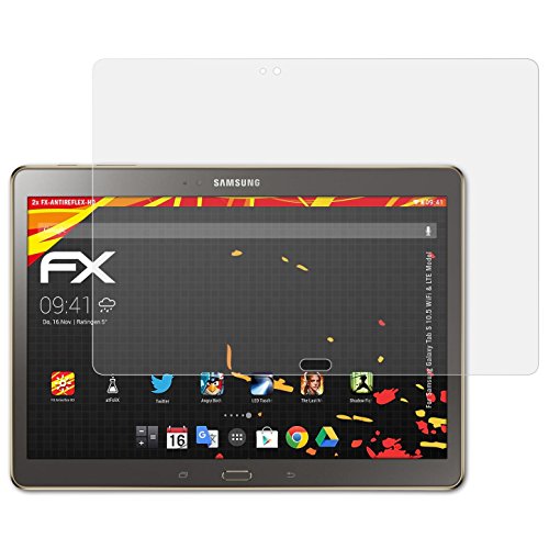 Samsung Galaxy Tab S 10.5 (WiFi & LTE Model) Displayschutzfolie - 2 x atFoliX FX-Antireflex-HD hochauflösende entspiegelnde Folie