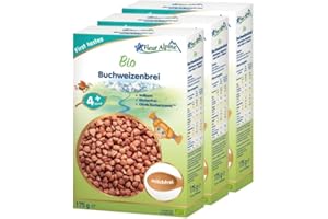 FLEUR ALPINE Bio Babybrei Buchweizen 3er Pack - Leckerer Frühstücksbrei | Nahrhaft und glutenfrei | einfache Zubereitung | Babynahrung 4+ Monate ohne Zuckerzusatz | 3x7 Portionen