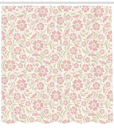 Abakuhaus Flor Cortina de Baño, Patrón Floral Antiguo Vintage Siluet