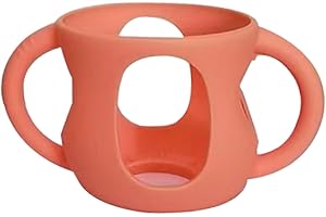 QIZEROTY Couvre-biberon En Silicone Pour Biberons Nouveau-nés, 120ml Housse En Silicone Avec Poignée - Anti-chute Et Antichoc, Légère Et Portable, Housse Isolante En Verre Pour Une Alimentation Facile (Orange)