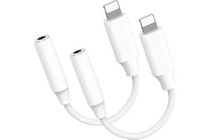Oliveria i-Phone-hörlursadapter och uttagsadapter, 2 Pack, Lightning Jack-adapter, AUX-adapter