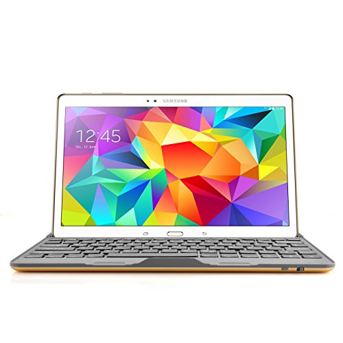 JAMMYLIZARD | Deutsche Tastatur für [ Samsung Galaxy Tab S 10.5 ] Kabelloses Bluetooth Keyboard Cover, GOLD / GRAUBRAUN - 2