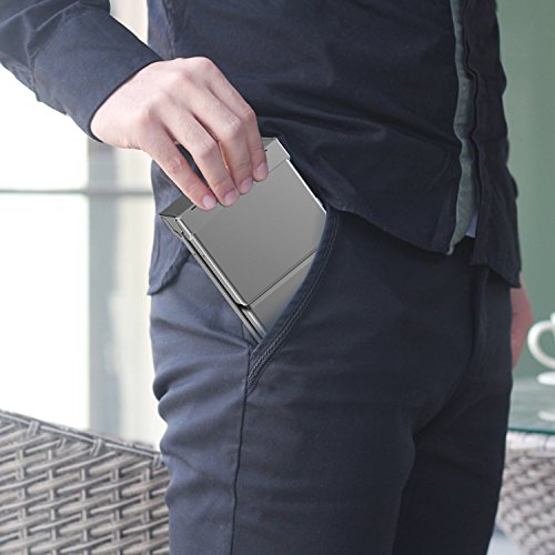 Faltbare Bluetooth Drahtlose Tastatur mit QWERTZ Tastaturlayout für Apple IOS iPad Air iPad Mini iPad 4 Mac Linux Windows Microsoft Surface Pro3 Android Samsung Galaxy Tablet PC Smart Phone – Schwarz und Silber - 4