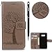 Produktbild Galaxy S7 Edge Handyhülle,Galaxy S7 Edge Hülle,WIWJ PU Cover Case Leder Flip Wallet Schutzhülle Stoßfest Bumper mit Kartenhalter Klappständer Magnetic Case Hülle Premium Schutzhülle Case[Gedrucktes Muster Baum und Eule Handyhülle] Kreative Muster Design Bookstyle Tasche Flip Brieftasche Case Hülle für Samusng Galaxy S7 Edge+1x Touch Stylus Pen-Grau
