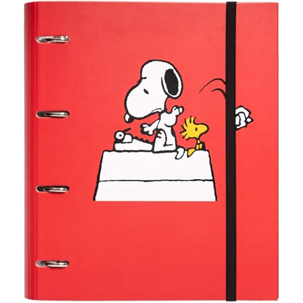 Grupo Erik: Snoopy Organizer | A4-ringband met bladen en scheidingsbladen | met elastische bandsluiting | bevat 100 A4-vellen, scheidingsbladen en documentenmap