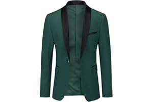 YOUTHUP Men's Blazer Shawl Collar 1 Button Slim Fit Formal Suit Jacket Wedding Prom Party Jacket