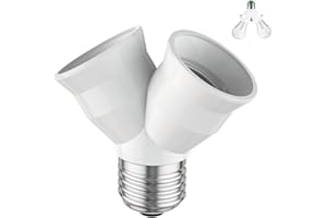 TECHZOCO Casquillo de bombilla divisor E27, Adaptador Bombilla divisor de 2 vías, Casquillo para lámparas doble, Divisor de bombillas LED, Carga máxima por casquillo 15 W, IP20, 2 Bombillas en 1