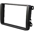 Audioproject A109 - Car Radio Fascia 2 DIN ISO Compatible with VW Golf 5 V 6 Caddy Touran Tiguan Passat 3C Polo 6R Skoda Octavia Seat Bezel Double DIN Soft Touch Black