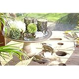 Silber - Holztablett mit Windlichter im Shabby Chic