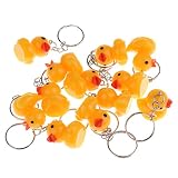 Material: Plástico KESOTO 12 Piezas Simulación Linda Pato Amarillo Figuras Llavero Llavero Colgante