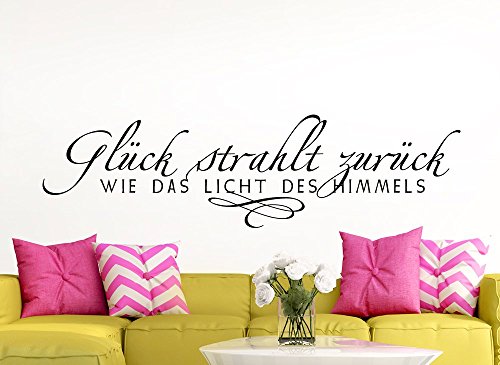 Grandora® W453 Wandtattoo Spruch Glück strahlt zurück wie das Licht des Himmels schwarz (BxH) 100 x 27 cm