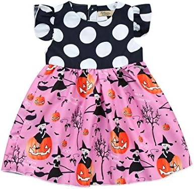 Girls Dresses, SHOBDW Toddler Kids Baby Girls Fashion Halloween Pumpkin Cartoon Princess Outfits Clothes Dress (1-2 Years, Pink)