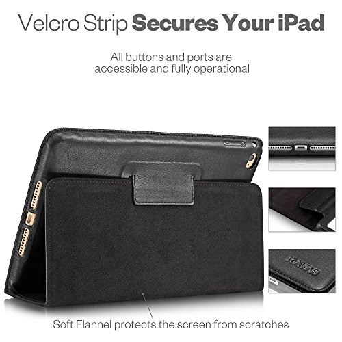 KAVAJ iPad mini 4 Hülle Echtleder Case „Berlin“ für das Apple iPad mini 4 Schwarz aus echtem Leder mit Stand und Auto Schlaf/Aufwachenen Funktion. Dünnes Smart-Cover Schutzhülle Tasche Lederhülle - 5