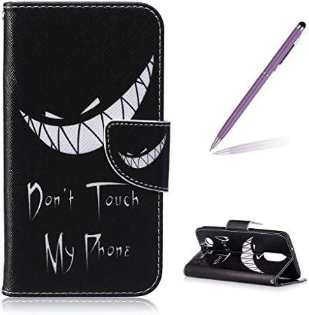 Trumpshop Smartphone Protective Case for LG K8 (2017) + Don't Touch My Phone (Smile) + Premium PU Leather Flip Wallet Cover Bookstyle [Not compatible with LG K8]