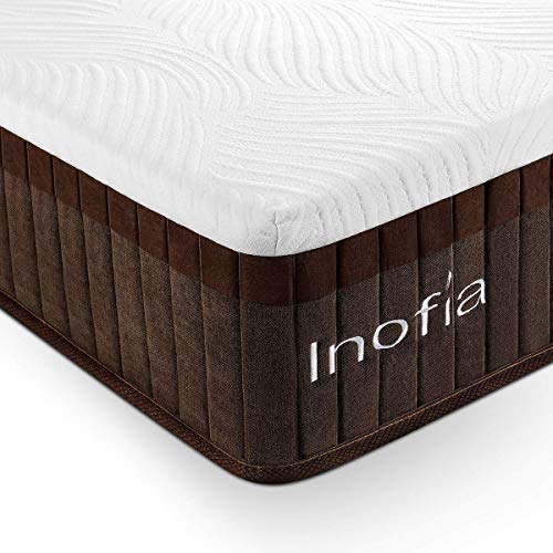 Inofia - Colchón de Cama Enrollable híbrido para Dormir, 30,48 cm, Aislante de Movimiento, firmeza Media para Dormir con Sonido