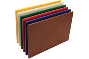 Hygiplas Ensemble de planches à découper LDPE basse densité (lot de 6), taille de planche à code couleur : 455(L) x 305(L) x 10(H)mm, ensemble de planches à découper de cuisine hygiénique, W356