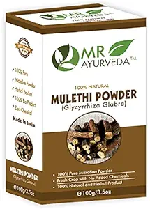MR Ayurveda 100% Organic Mulethi Powder | Mulethi Powder for Skin | Mulethi Powder for Face | Mulethi Powder for Skin Whitening, 100 Grams