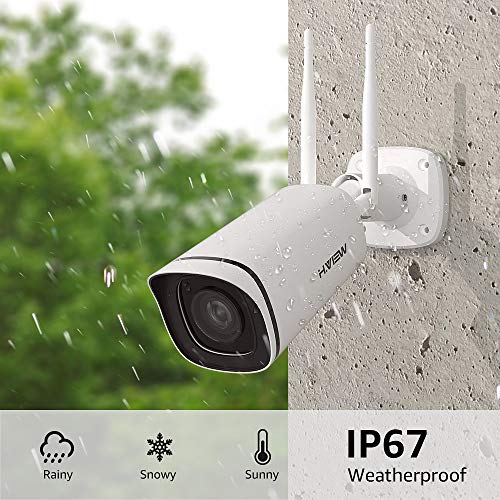 H.VIEW IP Kamera Außen 5MP Bunte Nachtsicht Funk Überwachungskamera ONVIF 2.4/5GHz Farbbild Sicherheitskamera Mikrofon Bewegungserkennung mit SD Slot(Max 128GB)