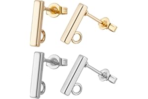 Beebeecraft 1 Scatola 160 Pezzi Accessori per Orecchini A Lobo con Anello Rettangolare in Acciaio Inossidabile Barra per Orecchini Traforati Perni con Foro e Dadi per Orecchie per Orecchino da Donna