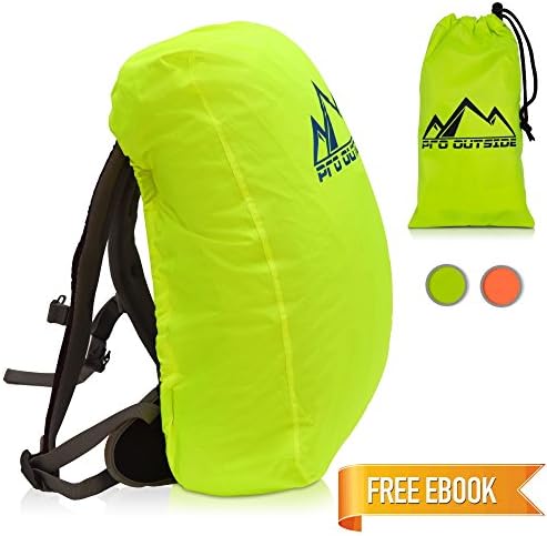 PRO OUTSIDE | Premium Backpack Cover and Rain Cover 15 to 25 L | Incl. storage bag and fixing straps | Signal colors YELLOW and ORANGE with reflective elements | Robust waterproof fabric with 2 years EXTRA GUARANTEE
