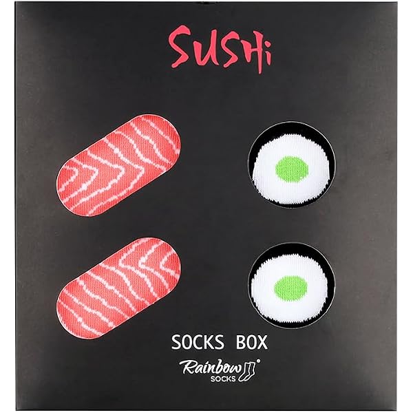 Rainbow Socks - Calze da sushi per donna e uomo - Tamago...: Sushi Socks BoxCalzini Sushi Rainbow Socks - 5 Paia In Scatola Sushi Con