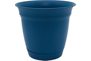 The HC Companies 10 Inch Eclipse Round Planter with Saucer - Indoor Outdoor Plant Pot for Flowers, Vegetables, and Herbs, Peacock