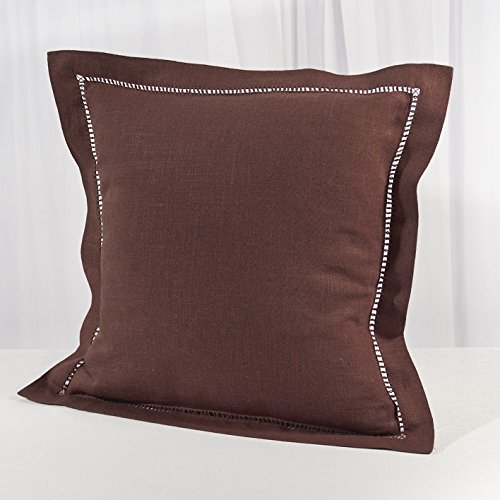 SALE - Stilvoller Kissenbezuzg " MIRACLE " in BRAUN mit wundervollem Hohlsaum - Größe 40x40 - Kissenhülle - stillvoll und elegant - aus 55% Leinen und 45% Baumwolle - hierzu sind passende Mitteldecken und Tischläufer erhältlich - aus dem KAMACA-SHOP