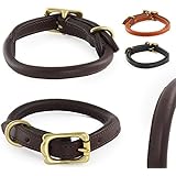 Pear - Tannery, Hundehalsband aus weichem Rindsleder,, handgerollt, L 46-56cm, Schokoladenbraun