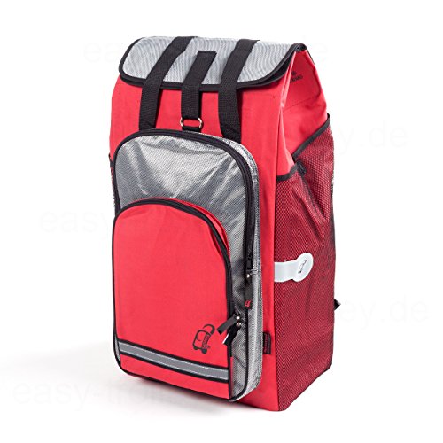 XXL Einkaufstrolley, 3 Jahre Garantie, extra große Reifen, inkl. abnehmbarer Tasche Hydro rot, 56 Ltr. mit Kühlfach und als Rucksack tragbar - 3