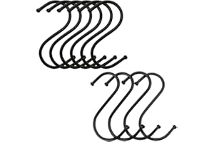 AEIOPRS 10 Pcs Gancio a S diametro adatto fino a 32 mm gancio per appenderlo in alluminio ideale per cucina armadio garage e giardino per pentole e padelle tazze da caffè vestiti nero