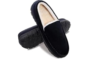 MIXIN Moccasins for Men House Slippers Indoor Outdoor Plush Mens Bedroom Shoes with Hard Sole