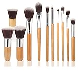 LyDia® UK STOCK Professional Natural Bamboo Handles Super Soft Bristles Eco-friendly Foundation/Face Powder/Concealer/Eyeshadow/Blending/Contour 11 pcs Makeup Brush Set ...