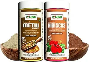 IYUSH Herbal Ayurveda Methi and Hibiscus Powder for Hair Combo - 100gm each