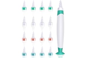COOLON Ohrenschmalz Entferner,Ohrenreiniger,Q grips Ohrenreiniger Ohrenschmalz Entferner,Upgraded 360 Grad Spirale Befestigung mit Saugnapf Silikon Ohrreiniger, 16 Ersatzköpfen Ohrreiniger für Erwachsene