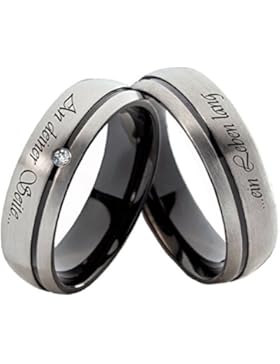 Eheringe Verlobungsringe Titanringe aus Titan mit Zirkonia und Aussenlasergravur H137